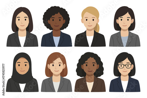 Diverse group of professional females in business attire