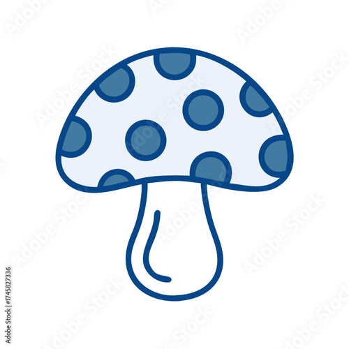 Cartoon mushroom with blue dots 