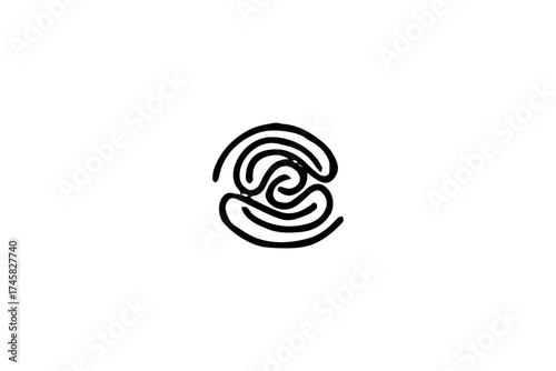 Organic Concentric Lines Glyph for Security Interface, Isolated 64x64 Single Icon, ideal for biometric authentication or unique digital identification elements.