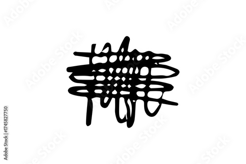 Chaotic Hand-Drawn Scribble or Shading Graphic Element, Isolated 64x64 Single Icon, conveying a sense of abstract noise or rough texture.
