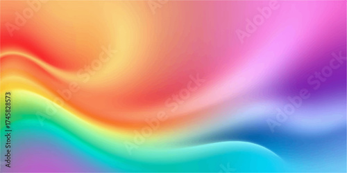 This vibrant abstract background features a colorful wave pattern with a rainbow of light and a dynamic texture that can be used as wallpaper