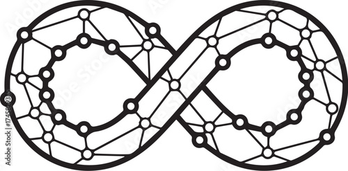 Infinity loop formed with neural nodes line icon.