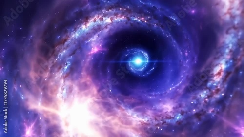 Stunning Cosmic Swirl - A Journey Through a Vibrant Galaxy and Nebulae.