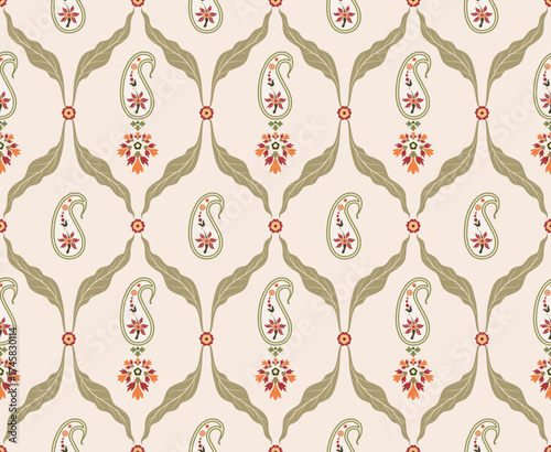 Vector Hand drawn colourful geometric flowers Motifs African boho paisley, seamless patterns with floral for fabric Ethnic Indian Pattern, textiles, clothing, wrapping paper, backdrop, banner.