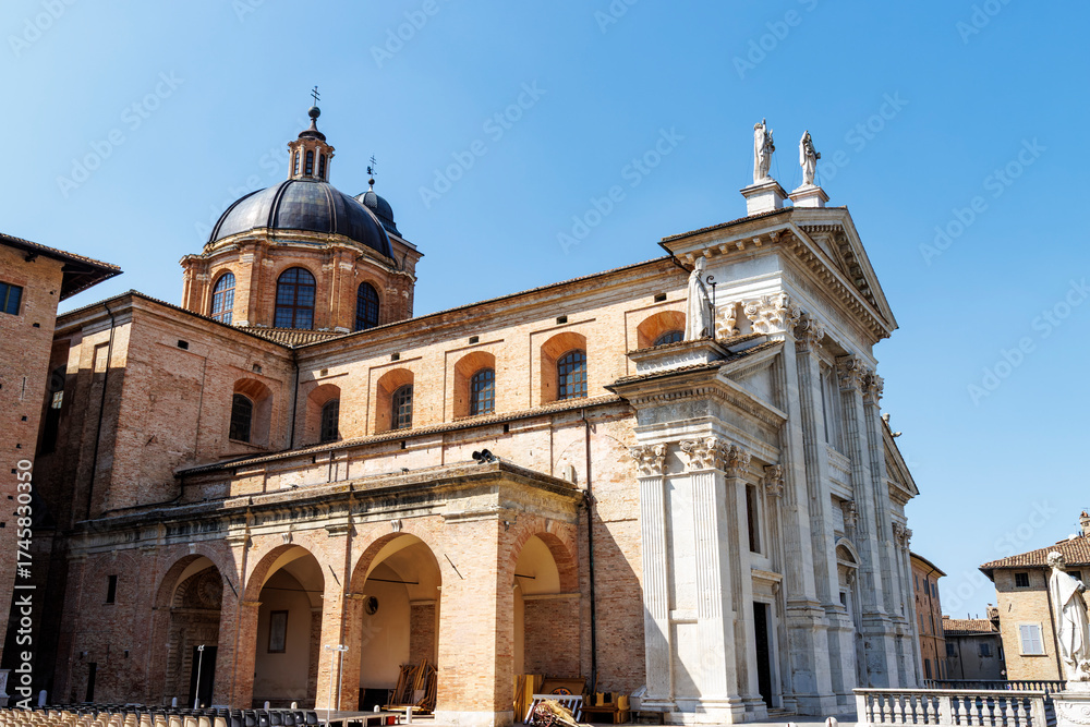 Obraz premium Exterior of the cathedral of Urbino (Duomo di Urbino), Urbino, Marche, Italy, Europe