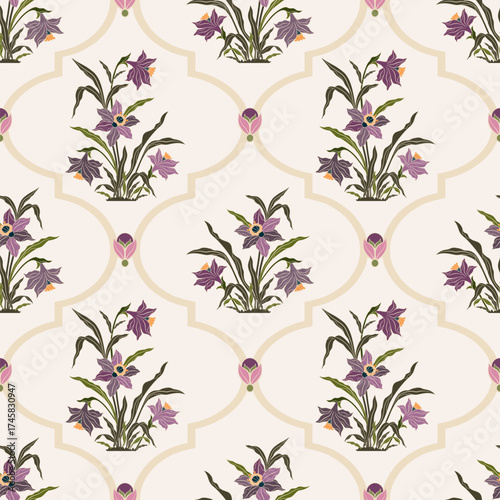 Vector Hand drawn colourful geometric flowers Motifs African boho paisley, seamless patterns with floral for fabric Ethnic Indian Pattern, textiles, clothing, wrapping paper, backdrop, banner.