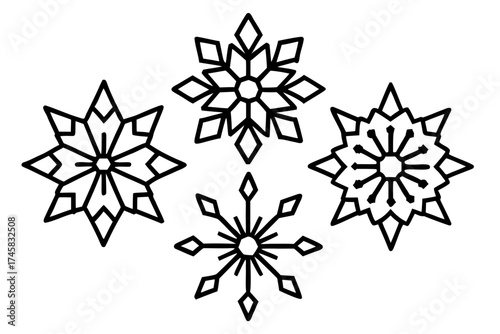 Snowflake Crystal Bundle Vector on White Background