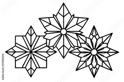 Snowflake Crystal Bundle Vector on White Background