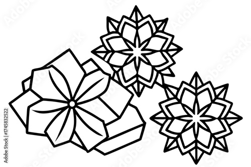 Snowflake Crystal Bundle Vector on White Background