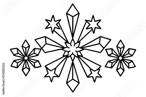 Snowflake Crystal Bundle Vector on White Background