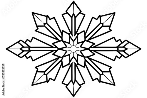 Snowflake Crystal Bundle Vector on White Background