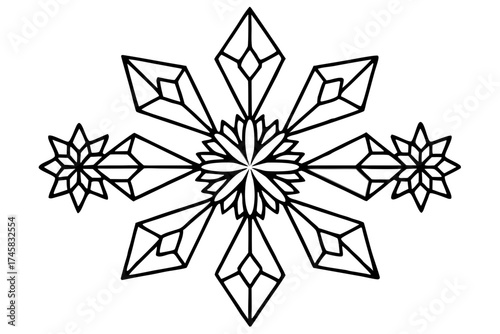 Snowflake Crystal Bundle Vector on White Background