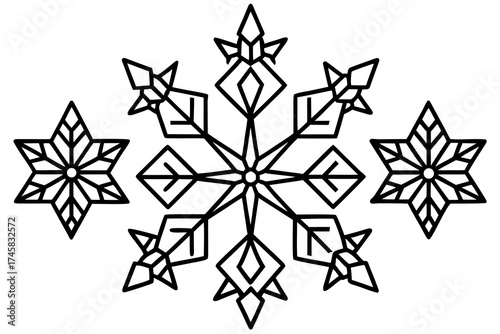 Snowflake Crystal Bundle Vector on White Background