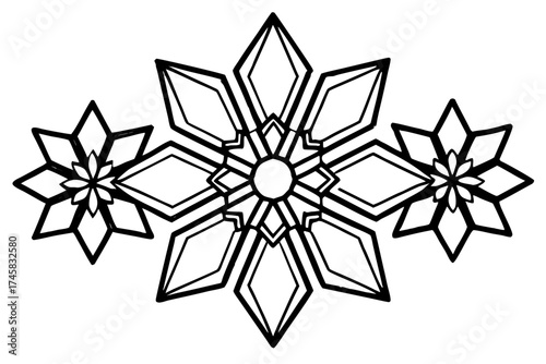 Snowflake Crystal Bundle Vector on White Background