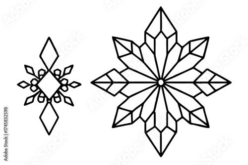 Snowflake Crystal Bundle Vector on White Background