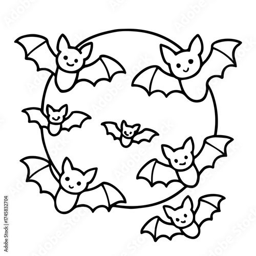 Cute Bats Flying Around Moon vector