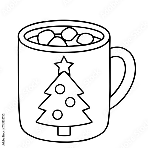 Christmas Mug with Marshmallows vector
