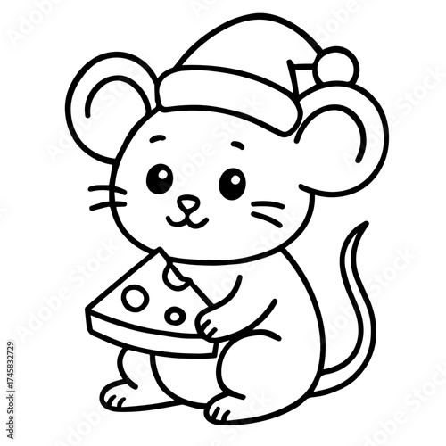 Christmas Mouse with Cheese vector