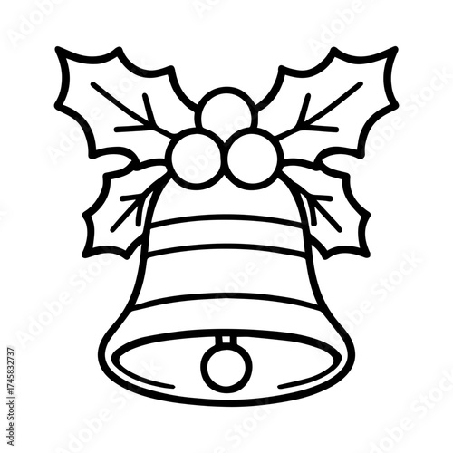 Christmas Bell with Holly vector