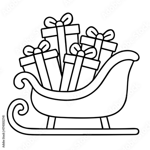 Santa’s Sleigh with Gifts vector