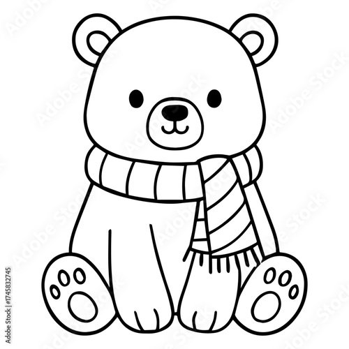 Cute Polar Bear with Scarf vector