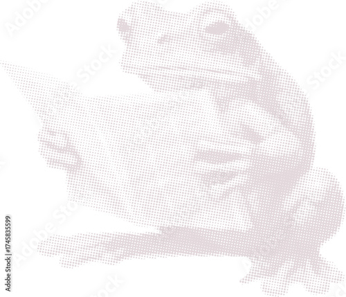 Quirky Halftone Frog Reading Newspaper Vector. Funny Anthropomorphic Animal Illustration for T-shirt, Blog Post, and Cafe Decor. Witty Dotted Graphic Art.