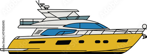 Luxury yacht side view with sleek design