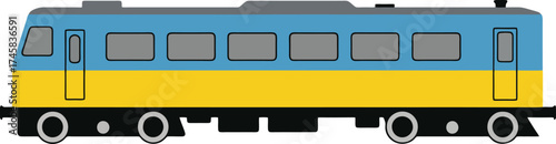 Passenger train carriage side view vector illustration isolated on transparent background