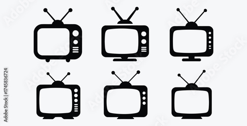 Retro Television Set Collection Black and White Classic Media Icons