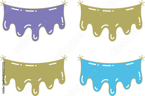 Set of colorful dripping banners isolated on white background