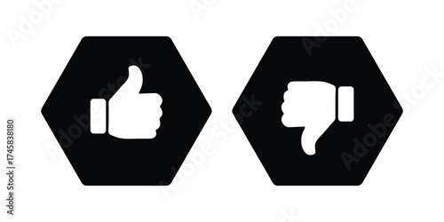 Like and dislike symbols set in green and red circles. Thumbs up and down flat icon set. Rating and feedback Thumbs up and Thumbs down icon set