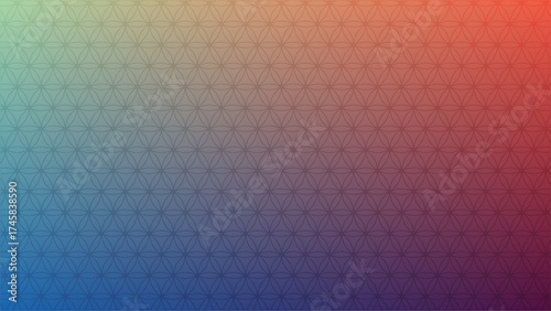 Abstract geometric mosaic pattern with gradient color transition from blue to red