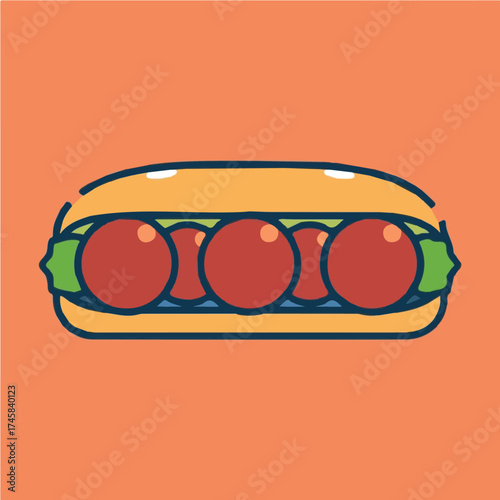 Meatball sandwich design as a vector icon for motion graphics and games