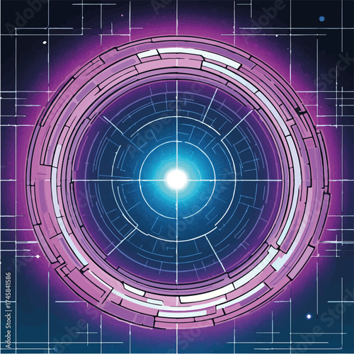 Vektorgrafik zum Thema: 80s, neon, tabletop, rpg, space, sci-fi, science, fiction, retro, pop, spielfeld, vector, grafik, alien, weltraum, weltraumabenteuer,