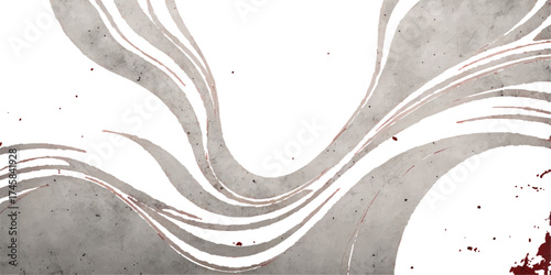 A black and white abstract grunge texture pattern with a liquid wave curve design