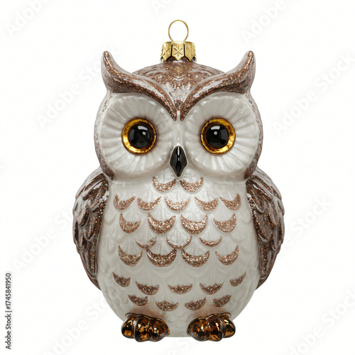 Enchanted Frosted Owl Ornament Glistening Glass Sculpture for New Year's Tree  