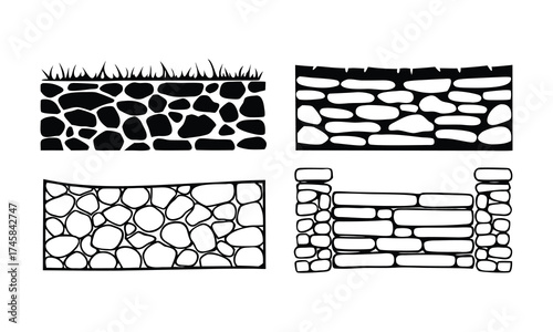 CAD Drawing of Stone Wall Sections and Construction Details