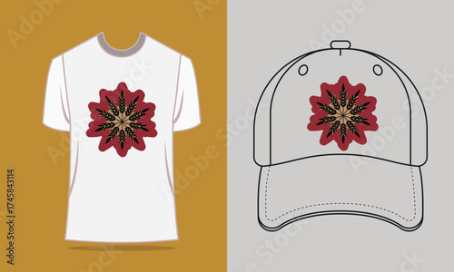 T Shirt Baseball Cap with Stylized Wheat Stalk Graphic t-shirt apparel