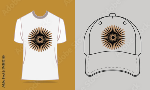 T Shirt Baseball Cap with Sunburst Graphic t-shirt clothing