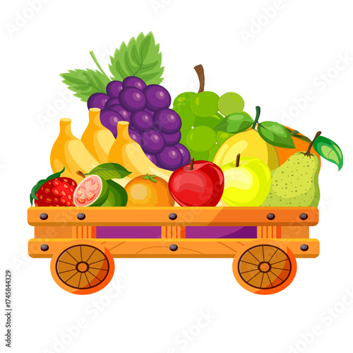 Fruit cart with no background vector