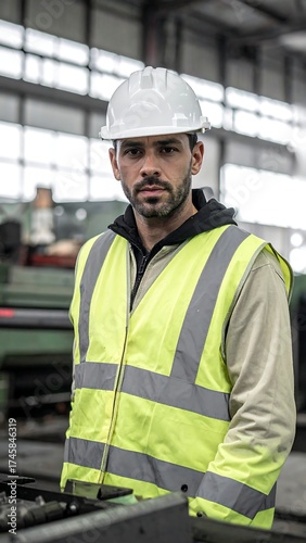 Industrial worker standing in factory setting