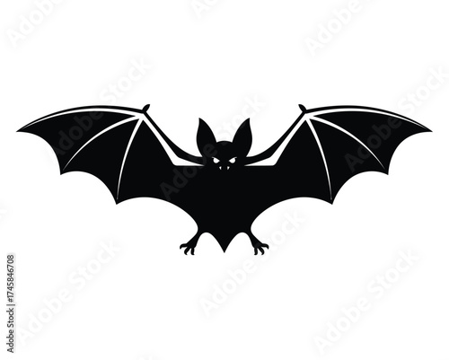 Spooky vampire bat silhouette icon for halloween with wings spread perfect for horror themes dark nights and scary holiday designs ideal for halloween decoration