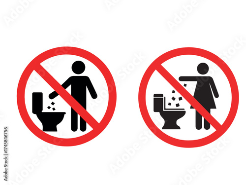 Illustration of an object that should not be flushed down a toilet isolated on transparent background