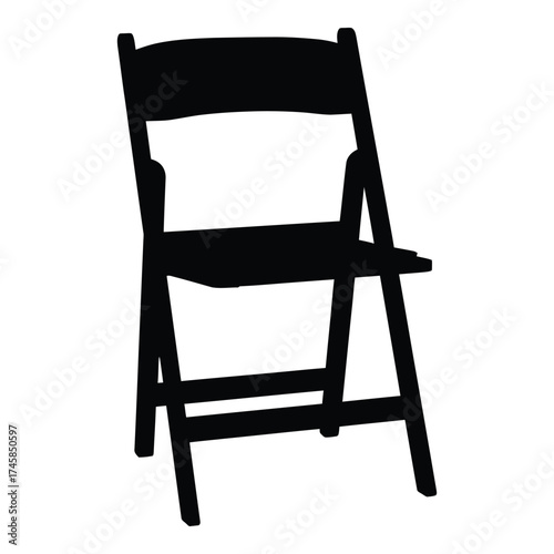 A simple folding chair isolated on a white background silhouette