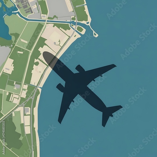 Soaring Above: Airplane Shadow for Travel, Business, and Adventure Concepts, Illustrating Journeys and Global Connectivity