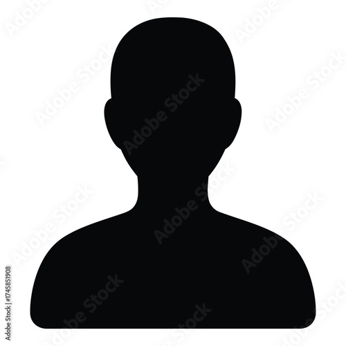 Simple black head and shoulders graphic representation a distinct silhouette