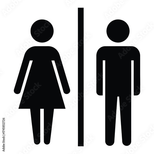 Simple restroom signage featuring female and male figures a striking silhouette