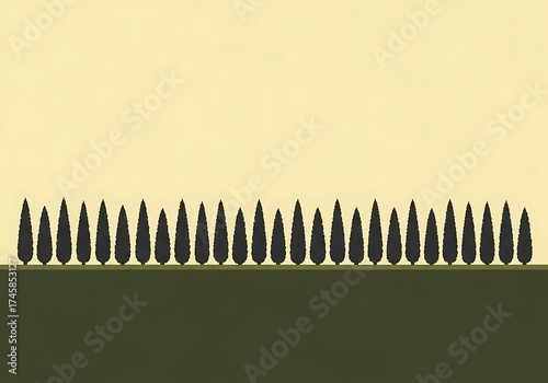 Tranquil Cypress Trees for a Peaceful Garden Escape Concept et Promote Environmental Awareness. Perfect for Wellness Blogs et Nature-Inspired Design Projects, Ecotourism and Sustainable Living.