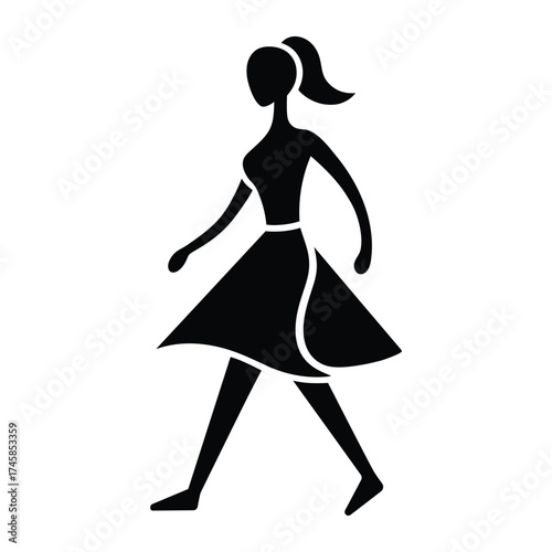 Woman Walking Icon Isolated on White Background