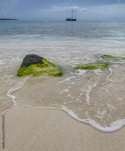 Wallpaper Mural Plage de Ta'ahiamanu dit Mareto à Mo'orea en Polynésie sous temps gris Torontodigital.ca